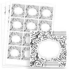 Music Design 65mm Square Sticker sheet of 12