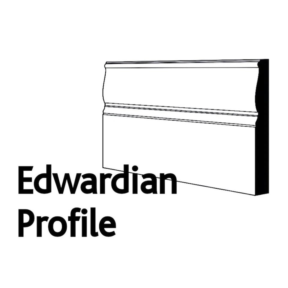 image 1 of PACK OF 10 (Total 10 Units) - 25mm x 194mm White Primed MDF Edwardian Skirting Board - 4200mm Length