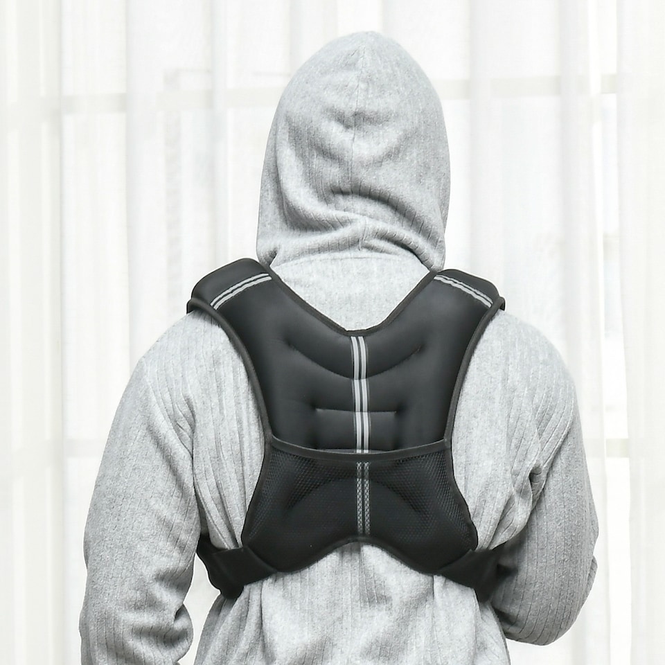 image 1 of HOMCOM 8KG Weighted Vest with Adjustable Straps, Pocket, Reflective Strips | Black