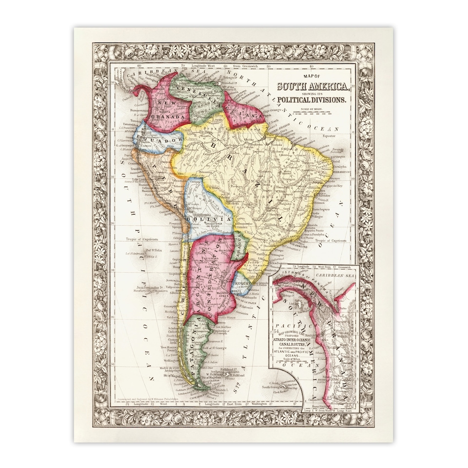 image 1 of South America Political Divisions Map Mitchell Huge Wall Art Poster Print 24X32"