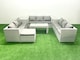 image 1 of Fimous Rattan Garden Outdoor Furniture Set 10 Seater Garden Sofa Oblong Coffee Table Set with Big Footstool Side Table Light Grey Mixed