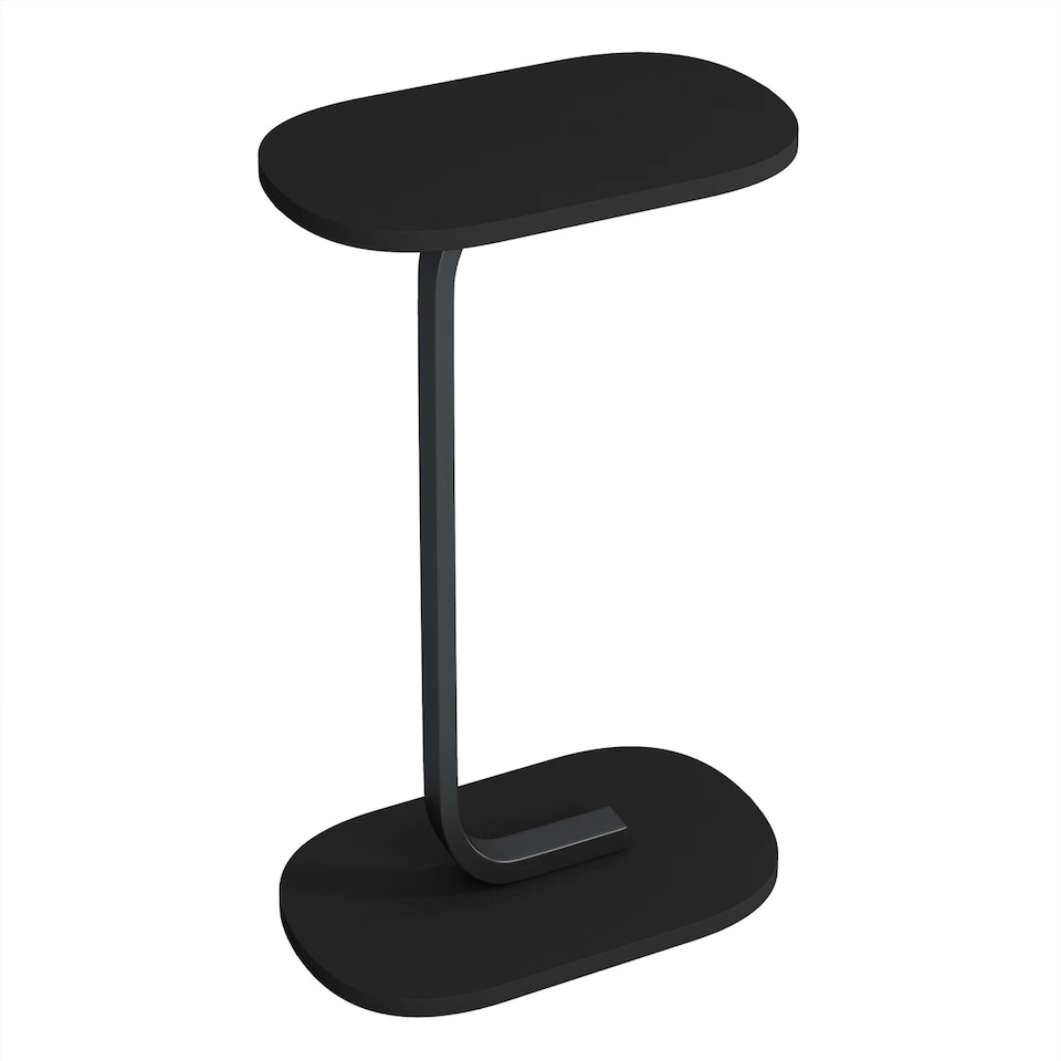 image 1 of C Shaped Oval Side End Wood & Metal Table Bedside Couch Sofa Living Room Bedroom | Multi | Black