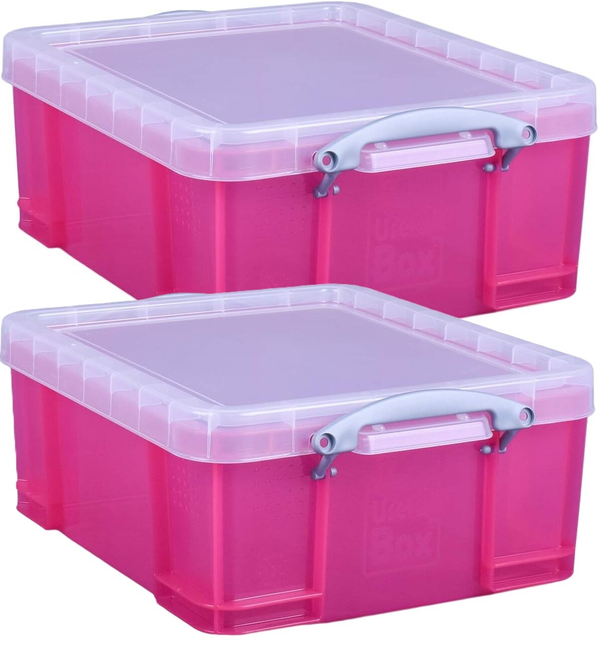 Really Useful Plastic Storage Box 18 Litre Bright Pink Pack of 2