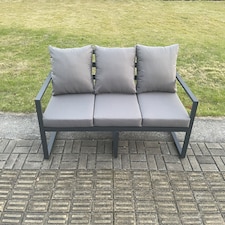 Fimous Aluminium Outdoor Garden Sofa Patio Lounge 3 Seater Sofa for Balcony, Terrace,Swimming Pool Dark Grey