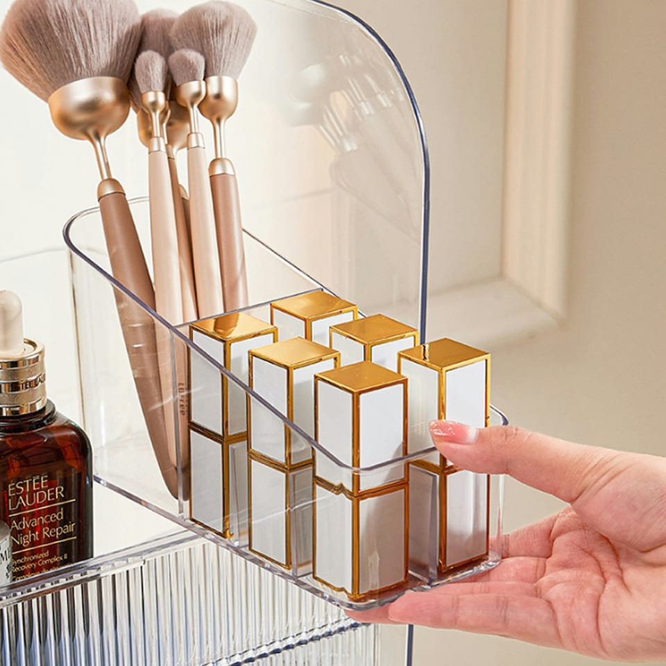 image 1 of Living and Home 3-Tier Transparent Cosmetics Makeup Storage Organizer