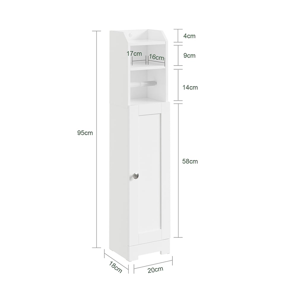 image 1 of SoBuy FRG177-II-W Bathroom Storage Cabinet with 3 Adjustabel Shelves