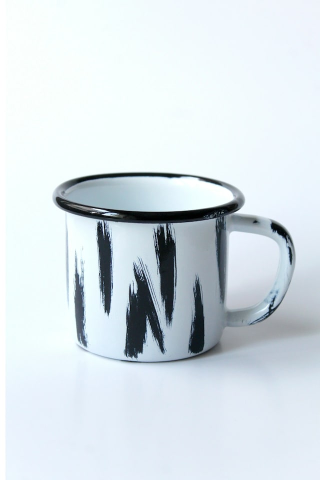 image 1 of Stripe Collection Enamel Two Mugs & Teapot Gift Set
