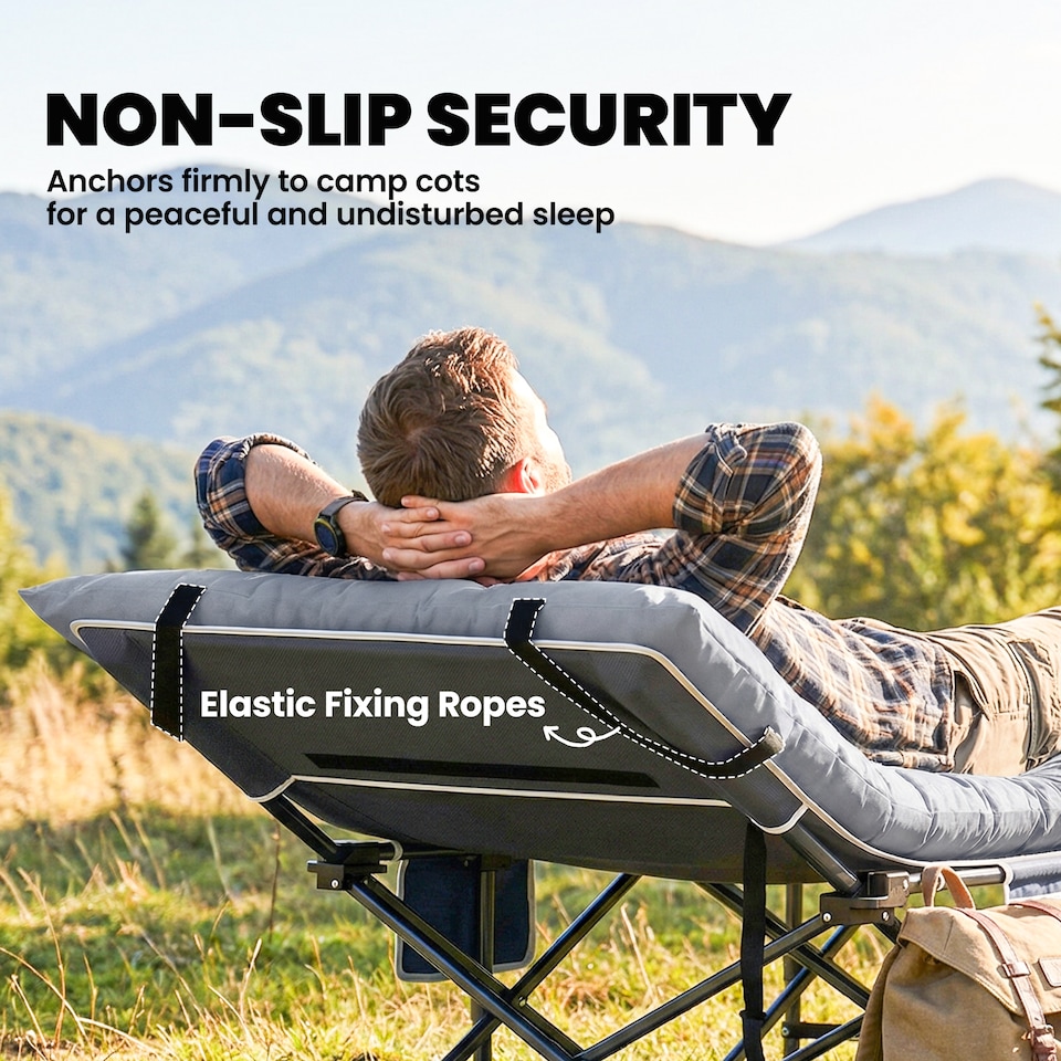 image 1 of Outsunny Sleeping Mat, Foldable Camping Pad with Elastic Straps Light Grey | Grey | Light Grey | 200 x 80 x 8 cm