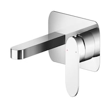Current Round Wall Mount 2 Tap Hole Basin Mixer Tap, Back Plate Chrome | Silver | Chrome | 1