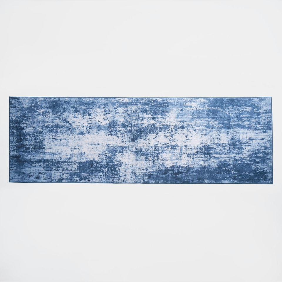 image 1 of OHS Abstract Print Washable Indoor Carpet Floor Rug Runner, 66x200cm - Navy Blue Blue | Navy Blue | 66x200cm
