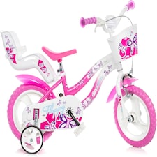 Dino Flappy 12" Kids Bike - White/Pink