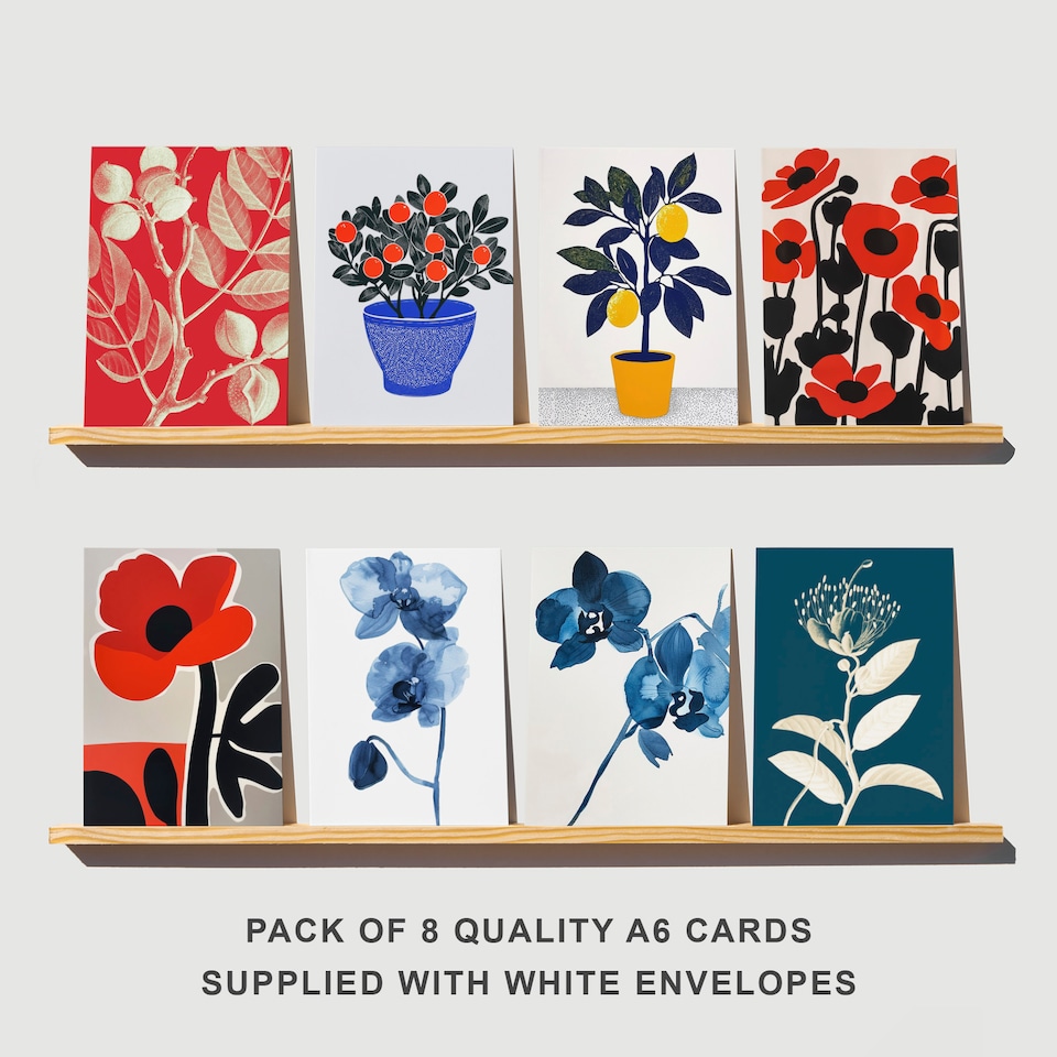 image 1 of Floral Greeting Art Cards Classic Garden Flower Artwork Set