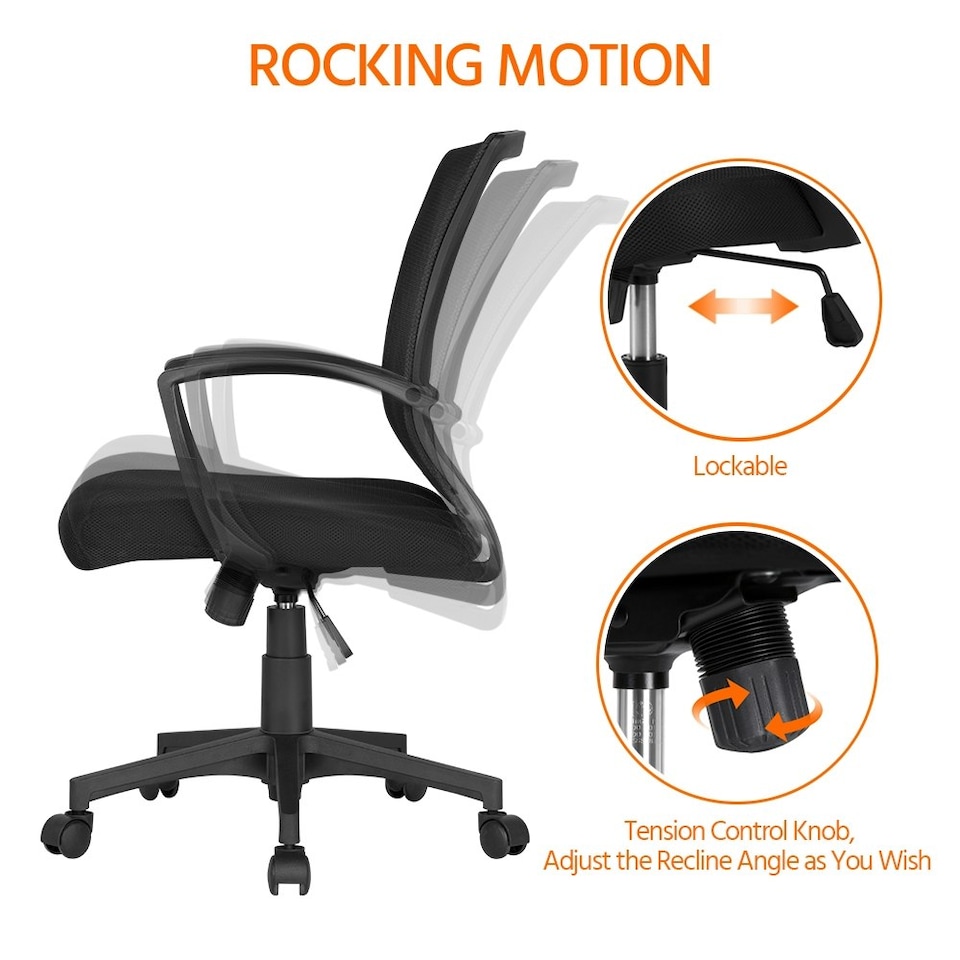 image 1 of Yaheetech Set of 2 Ergonomic Mesh Office Chair Mid-Back Black | Black