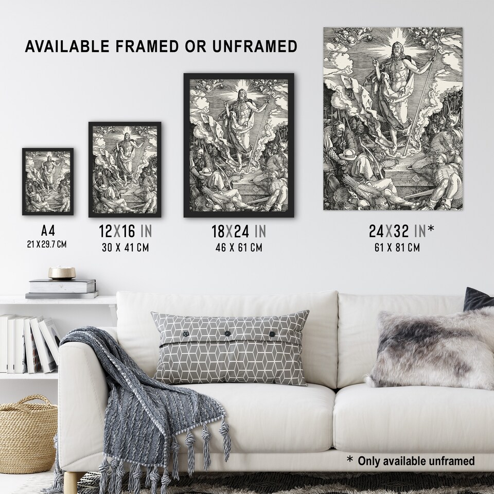 image 1 of Great Passion The Resurrection Durer Framed Wall Art Print 12X16"