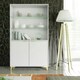 image 2 of White Display Cabinet 100cm Ribbed Doors Gold Legs Modern Storage Unit | White