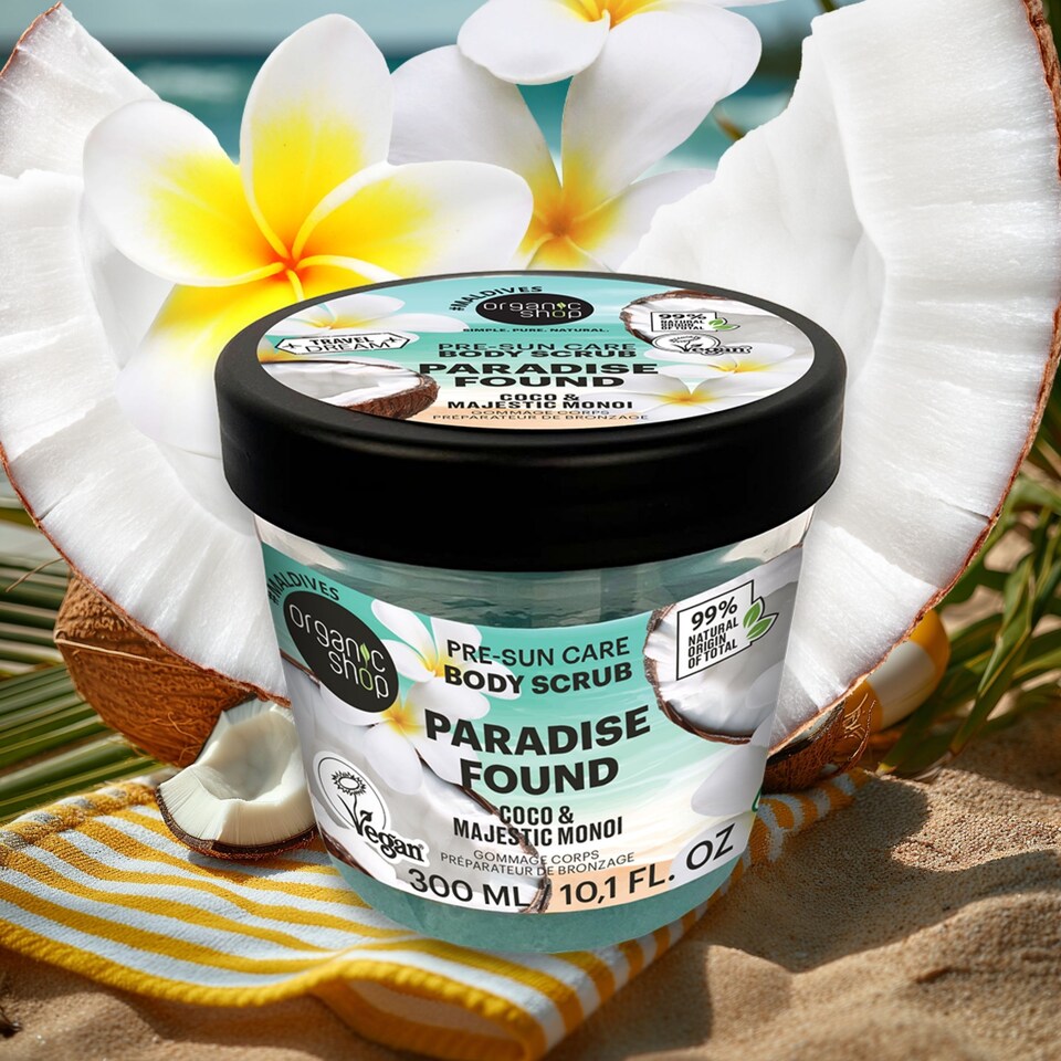 image 1 of Organic Shop Paradise Found Pre-Sun Care Body Scrub, 300ml