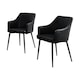 image 1 of Furniturebox 2x Calla Black Velvet Dining Chairs with Black Legs