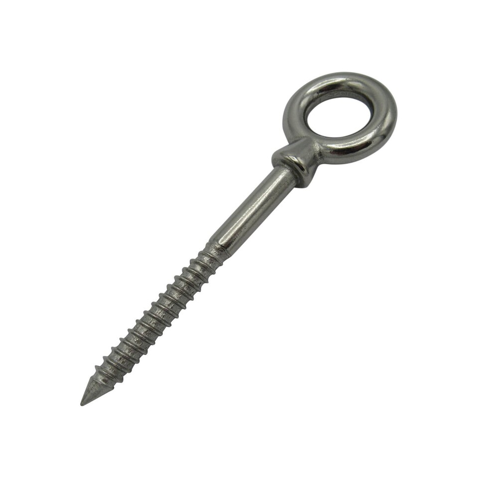 Wood Screw Eye Bolt Stainless Steel 10MM (100MM Shank Eyebolt Marine Rope Cable 316)