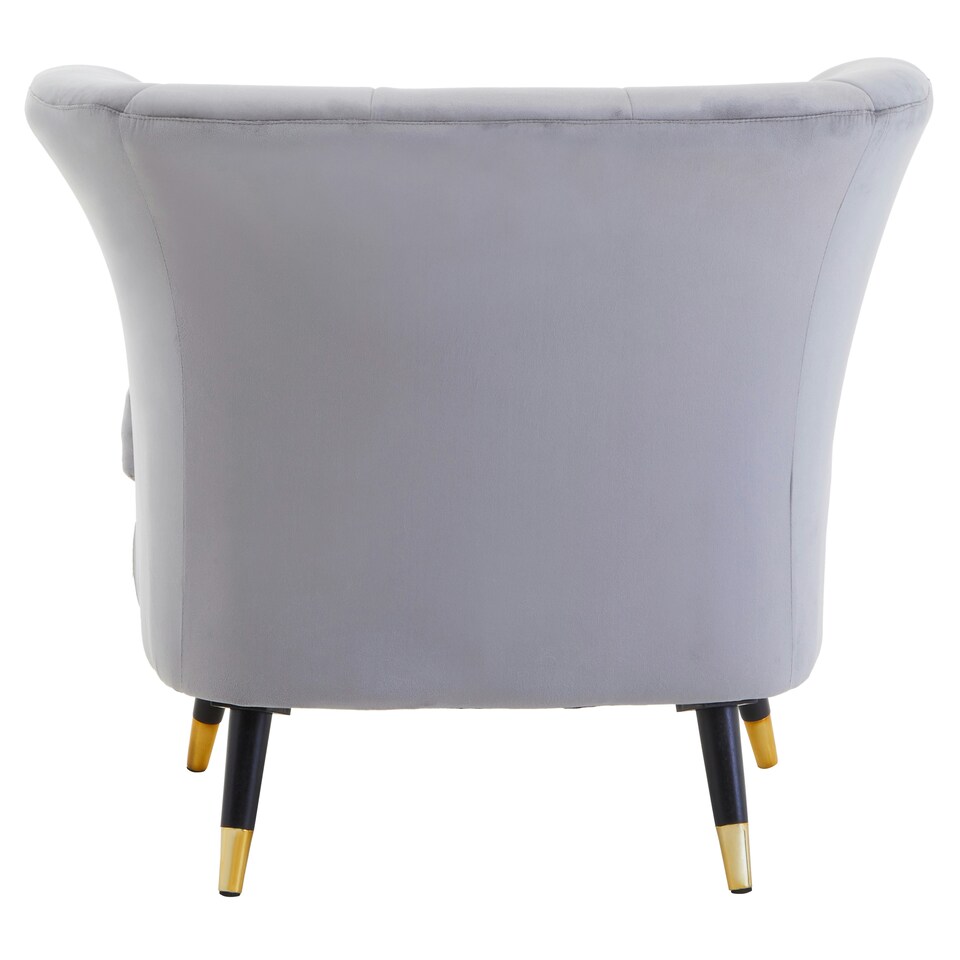 image 1 of Interiors by Premier Grey Velvet Scalloped Chair, Long-lasting Scallop Chair Velvet, Body Supportive Scalloped Armchair