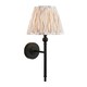 image 1 of Lille Matt Black Wall Light with Neutral Print Fabric Ikat Shade 20cm B22