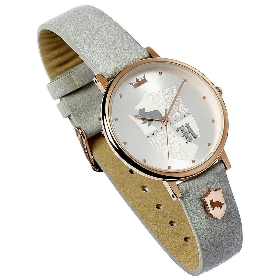 image 1 of Harry Potter Womens/Ladies Hufflepuff Leather Watch - Silver - One Size