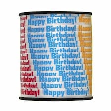 White Happy Birthday Printed Curling Ribbon - 75 yd / 68.5m