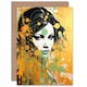 image 1 of Green Gold Woman Portrait Birthday Her Wife Card