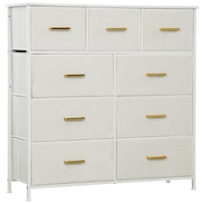 HOMCOM Chest of Drawers with 9 Fabric Drawers, Boucle Storage Organiser with Steel Frame, Fabric Dresser for Bedroom, Living Room, Hallway, Cream White | Cream | Cream