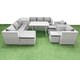 image 1 of Fimous 11 Seater Garden Furniture Set PE Ratten Garden Sofa Set with Rectangular Dining Table 3 Stool Side Table Light Grey