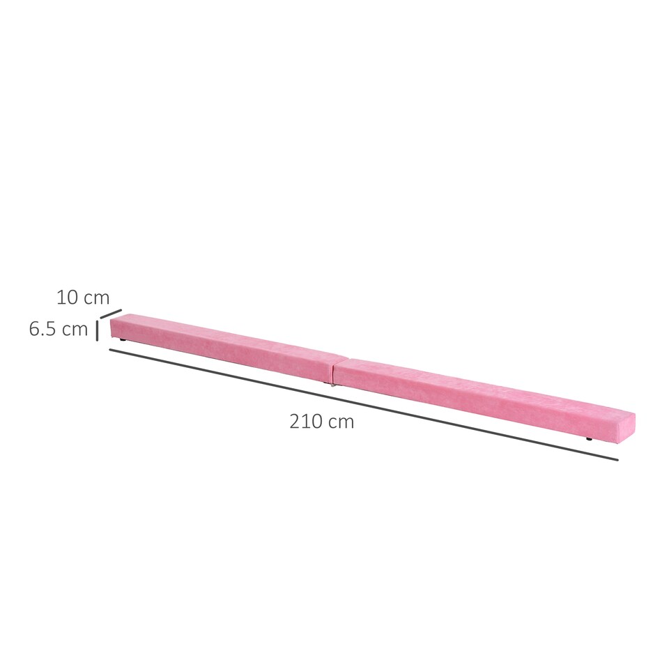 image 1 of HOMCOM 2.1M 7FT Gymnastics Folding Balance Beam Home Gym Training Exercise Sports - Pink | Pink