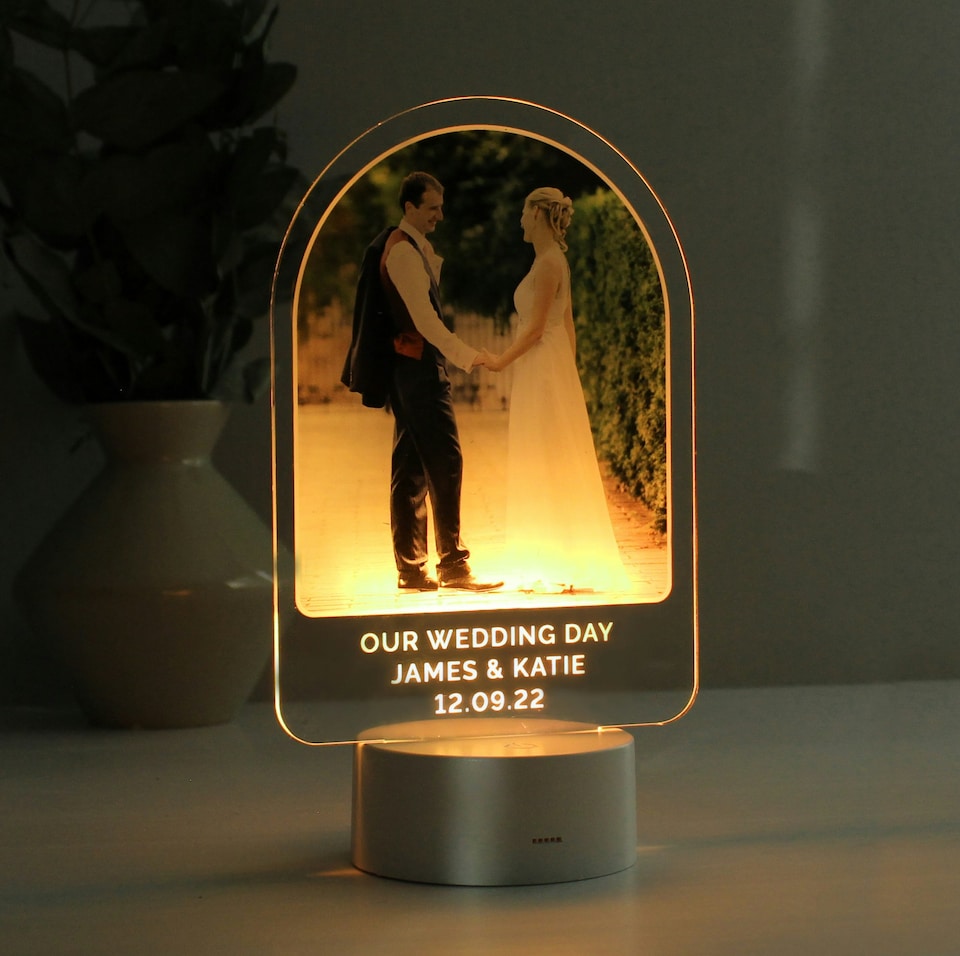 image 1 of Personalised Free Text & Photo Upload LED Colour Changing Light