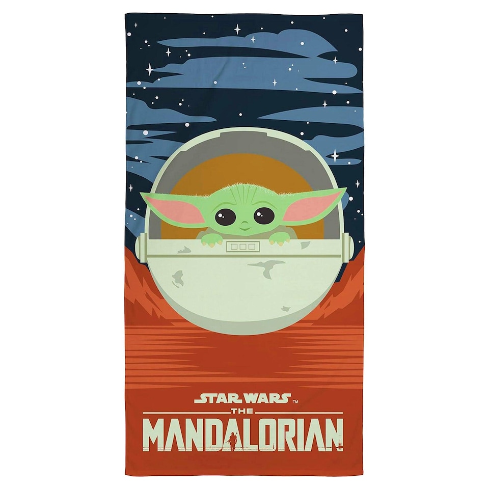 image 1 of Star Wars: The Mandalorian Baby Yoda Towel | Blue | Blue/Orange | One Size | 1