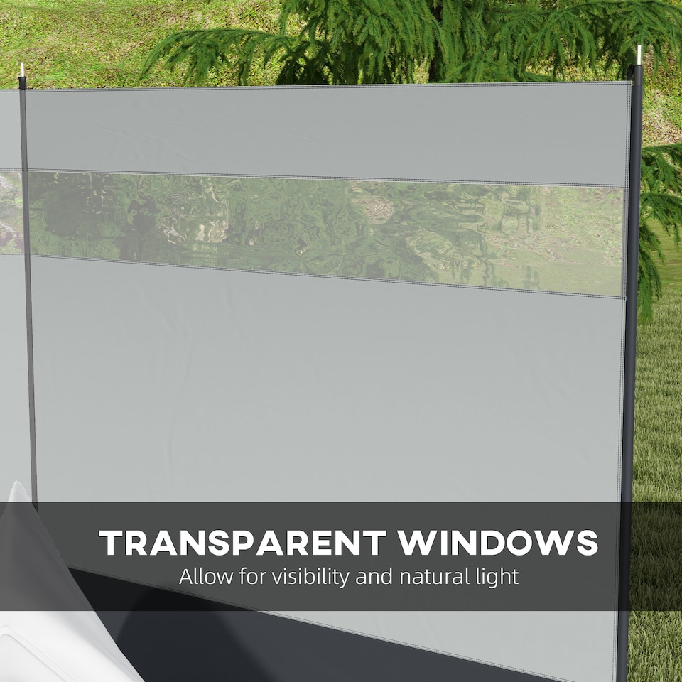 image 1 of Outsunny Camping Windbreaks with Clear Windows and Carry Bag | Grey