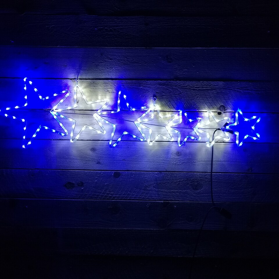 image 1 of 1.2m LED Rope Light 7 Star Silhouette Christmas Decoration in Cool White & Blue