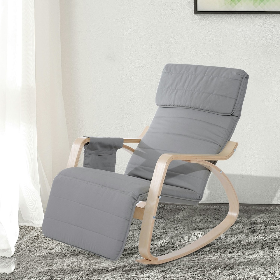 image 1 of HOMCOM Rocking Chair Recliner Armchair with Adjustable Footrest, Black