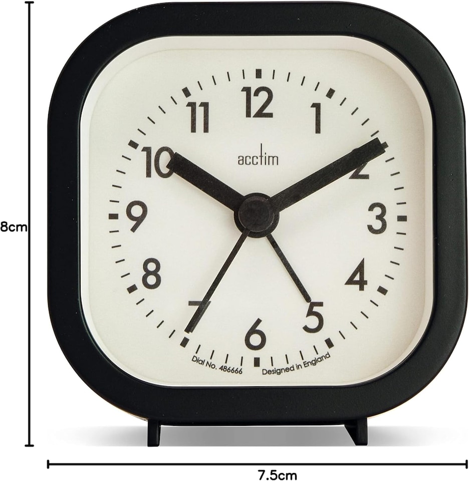 image 1 of Acctim Robyn Mini Bedside Alarm Clock | Black | Black