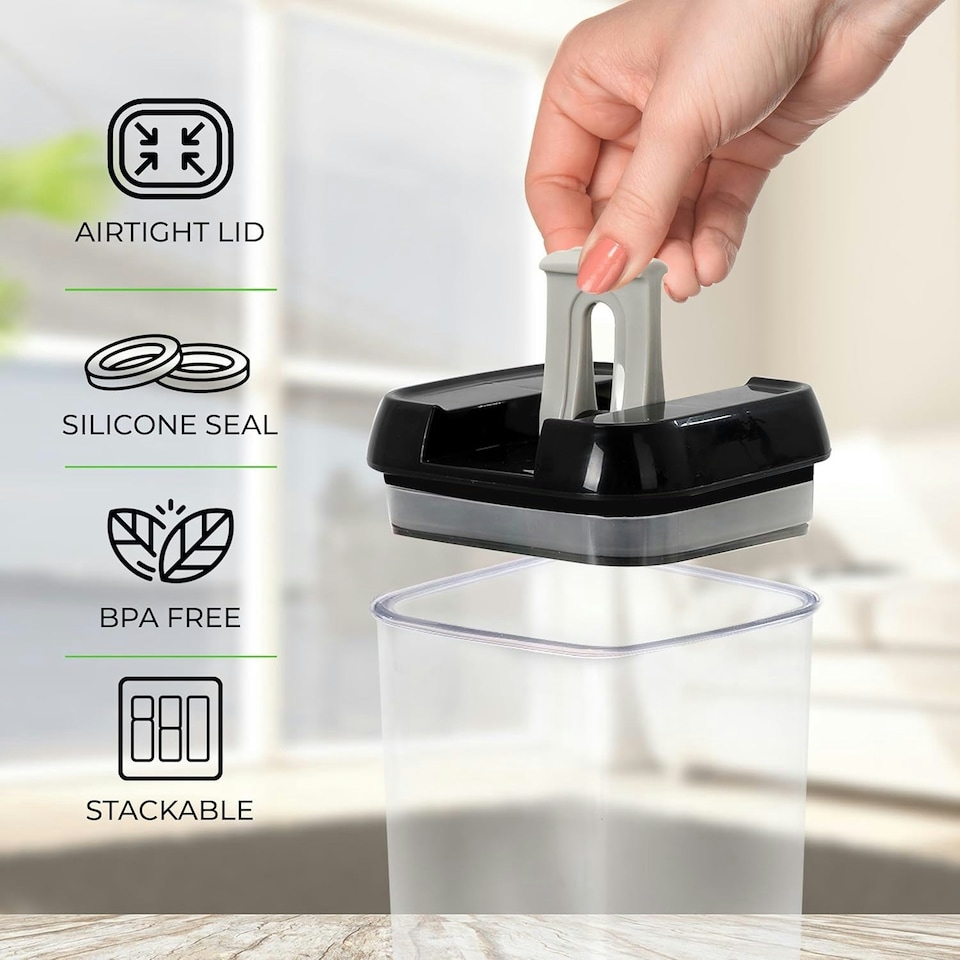 image 1 of 0.8L Pack Of 6 Food Grade & BPA Free Cereal Storage Containers Clear
