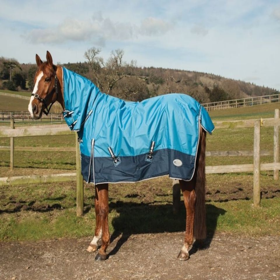 image 1 of Rhinegold Full Neck Torrent Blue | Colour: Sky Blue/Navy
Size: 5ft 0