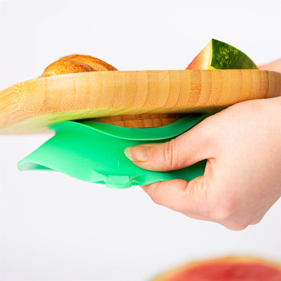 image 1 of Tiny Dining Bamboo Suction Plate - Green - Divided Non-Slip Bamboo Self-Feeding Baby Weaning Plate | Green | Green