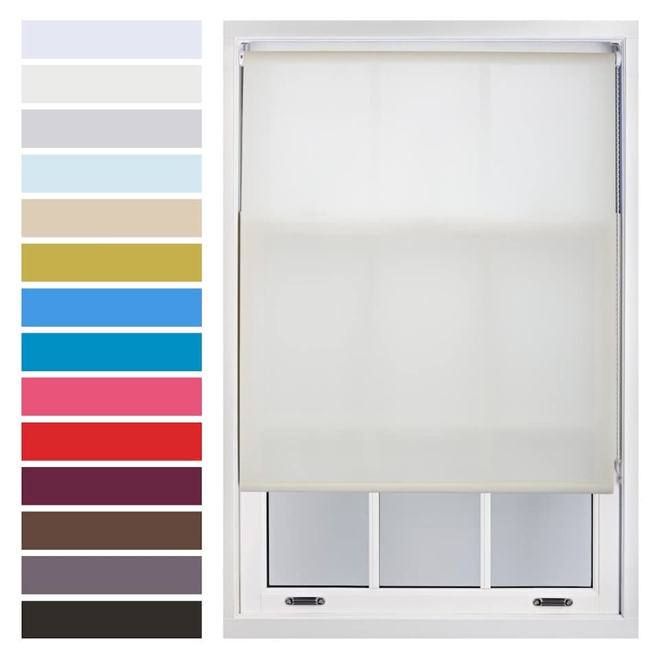 image 1 of FURNISHED Daylight Roller Blinds Made to Measure Sheer Window Blind with Metal Fittings | Cream | Cream | (W) 180cm x (L) 165cm