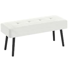 HOMCOM End of Bed Bench with Thick Padding for Entryway, Cream White