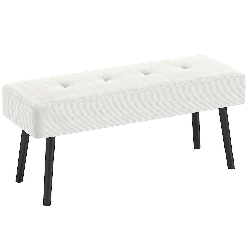 image 1 of HOMCOM End of Bed Bench with Thick Padding for Entryway, Cream White