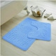 image 1 of VELVETIO Greek Bath Mat & Pedestal Mat Water Absorbent Non Slip Toilet Rugs Blue