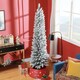 image 2 of HOMCOM 7ft Artificial Pencil Christmas Tree with 405 Snow Flocked Branches, Metal Base, Realistic mas Tree, White