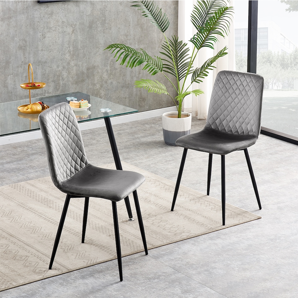 image 1 of Dining Chairs Velvet Fabric Lexi Set of 2 Grey by MCC