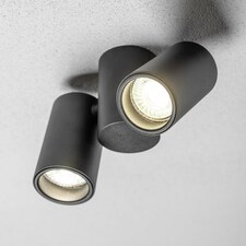 CGC LUP Black 2-Head Adjustable GU10 Ceiling and Wall Spotlight | Black | Black | height: 11.5 cm, width: 17.5 cm, spotlight width: 5.6