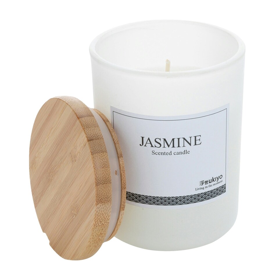 image 1 of Ukiyo Deluxe Jasmine Bamboo Scented Candle - White - 11.3cm x 8.4cm | White