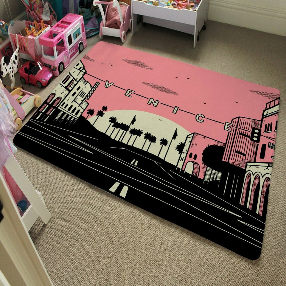 image 1 of Venice Cali Sunset (Rug) Pink | Large: 140x200cm