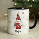 image 3 of Personalised Gonk Family Black Handled Christmas Mug - Female White