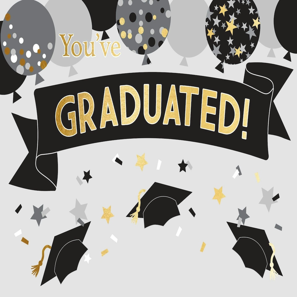 image 1 of Mortar Boards and Balloons Design You've Graduated! Pop Out 3D Congratulations Card